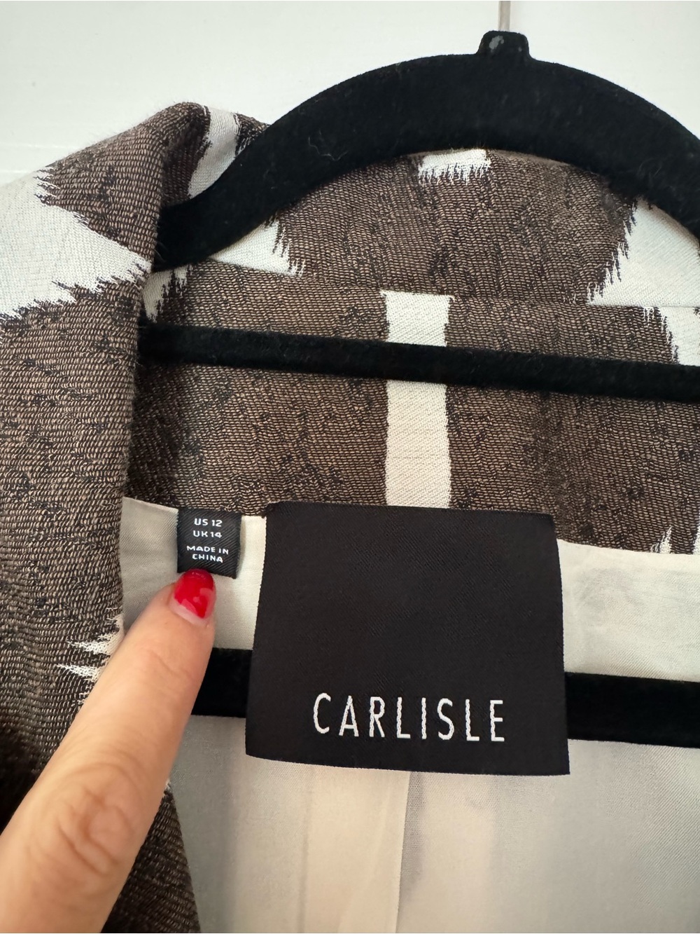 Carlisle White and Brown Patterned Long Blazer - Picture 2 of 3